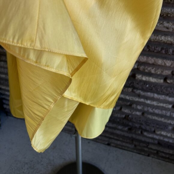WTOO by Watters & Watters Yellow Satin Prom Bridesmaid Dress Size 2 - Picture 8 of 12